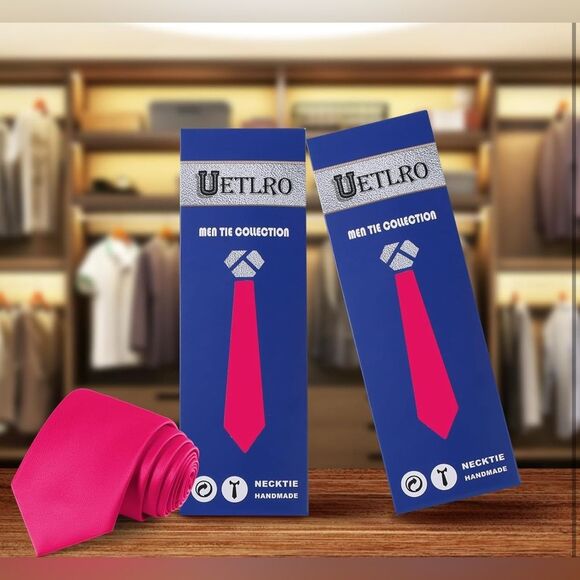 Men Solid Pink Color Formal Neckties 3.15" (8CM) NIP/NWOB - Picture 4 of 8